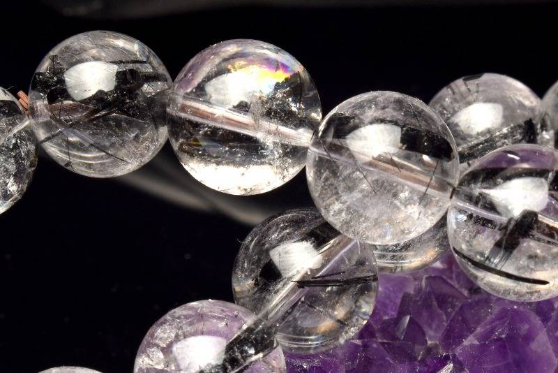 【1点物】極太針 ブラックトルマリンインクォーツ　12mm ブレスレット アクセサリー _M9560
