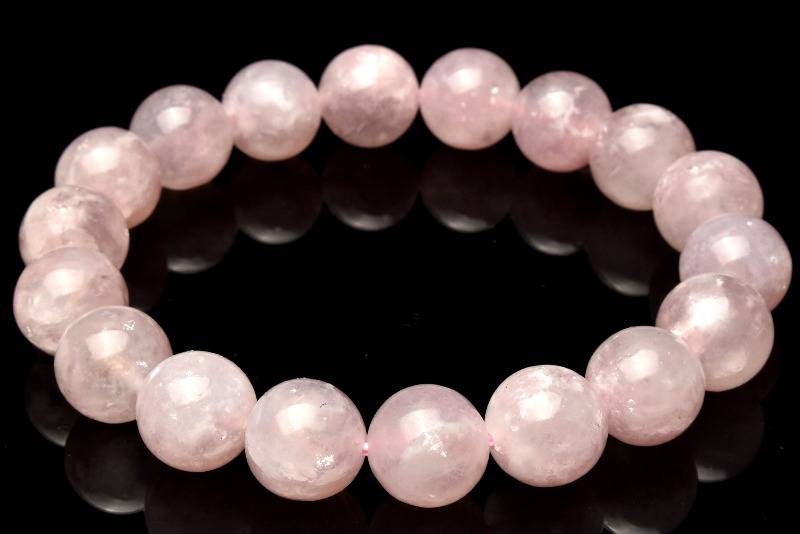 【20％OFF!】【1点物】レア◇結晶入り ピンクマイカ(レピドライトシリカ)　11.5mm ブレスレット アクセサリー _M9945