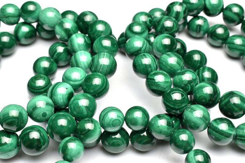 天眼模様 マラカイト(孔雀石)　9.5mm ブレスレット アクセサリー 1個売り_BG5645-95