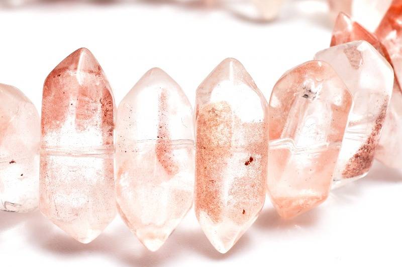 【30％OFF!】【1点物】希少形状 レッドファントムクォーツ　6-7x15-19mm　両剣ポイント ブレスレット アクセサリー _MA1968