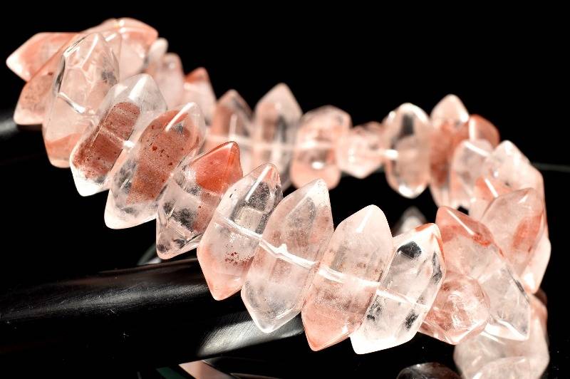 【30％OFF!】【1点物】希少形状 レッドファントムクォーツ　6-7x15-19mm　両剣ポイント ブレスレット アクセサリー _MA1968