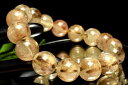 【1点物】人気◇板状金針 タイガータイチンルチルクォーツ 13-13.5mm ブレスレット アクセサリー _MA2950(3)