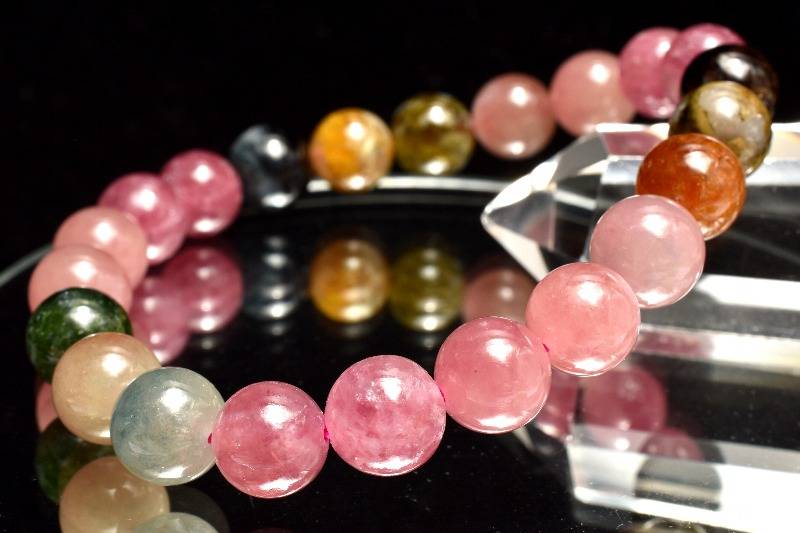 【20％OFF!】【1点物】高品質◇マルチカラー MIXトルマリン　8.5mm ブレスレット アクセサリー _MA2961