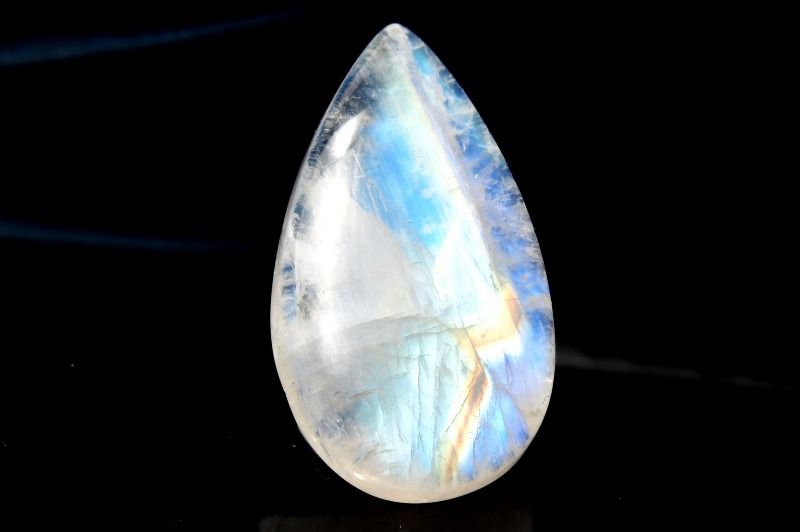 【1点物】AAAオーロラシラー☆マダガスカル産 ブルームーンストーン 22x13mm ドロップ ルース ハンドメイド _PC4536