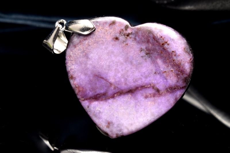 【20％OFF!】【1点物】Silver925◇高発色 スギライト(杉石)　25x23mm　ハート ペンダントトップ アクセ..