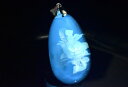 【1点物】Silver925◇繊細彫刻 ブルーアンバー 33x18mm 薔薇内彫りドロップ ペンダントトップ アクセサリー _PC4785