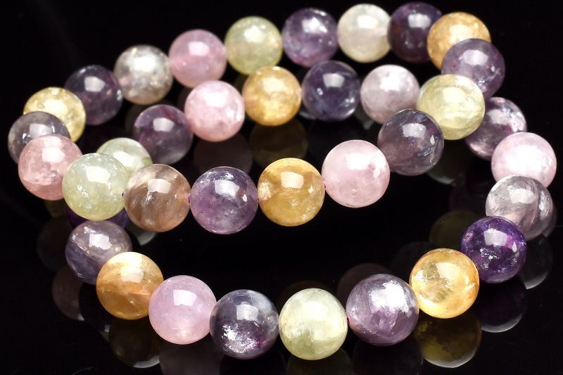 【20％OFF!】マルチカラー◇雲母の煌めき MIXマイカ　10.5mm ブレスレット アクセサ...