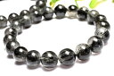 力強い黒針! ブラックトルマリンインクォーツ 10mm ブレスレット アクセサリー 1個売り _BG5948-10