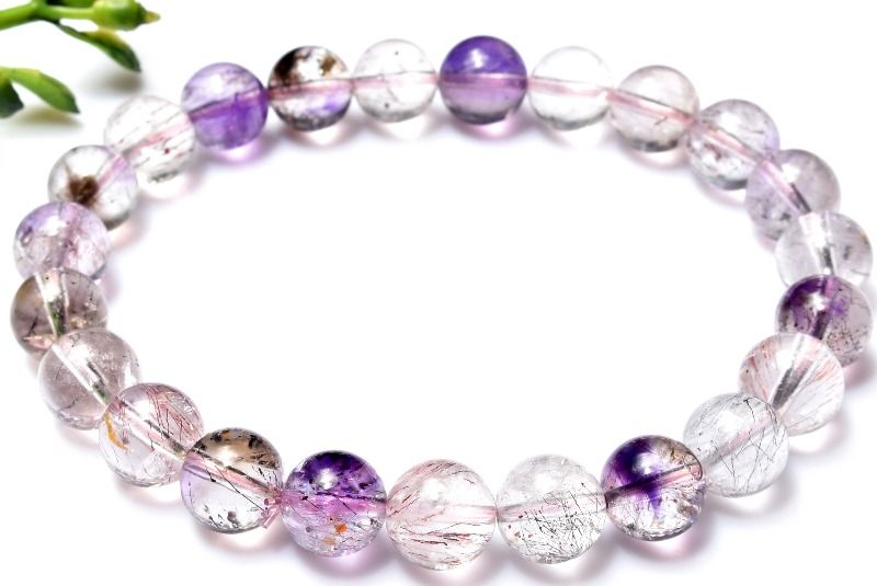 【30％OFF!】【1点物】上質◇マルチカラー スーパーセブン　8mm ブレスレット アクセサリー _MA7956