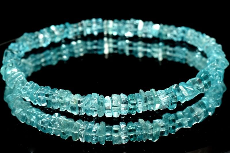 【1点物】高品質◇透明感 アパタイト　1-2.5x3.5-4.5mm　スクエアボタン ブレスレット アクセサリー _MA7964