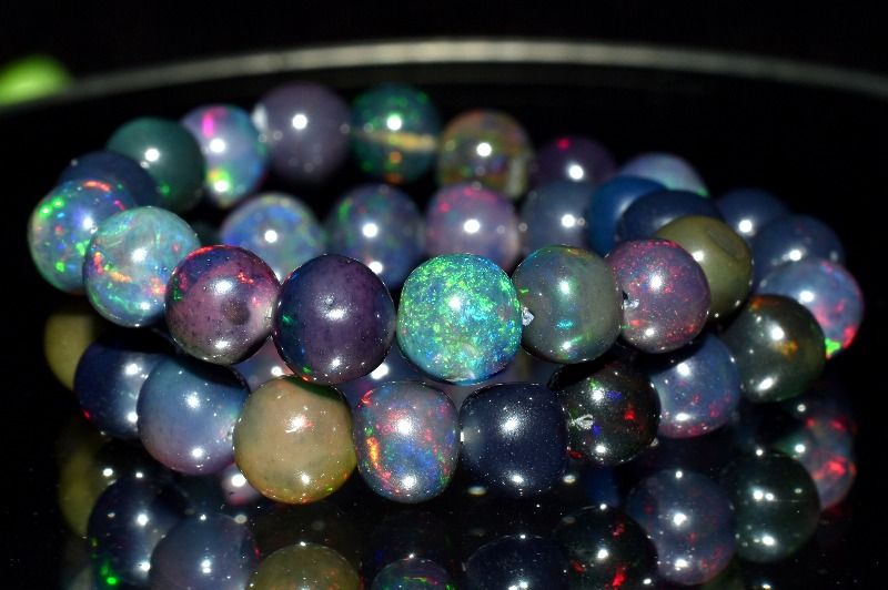 【1点物】AAA☆エチオピア産 ブラックプレシャスオパール　5mm ブレスレット アクセサリー _MA8018