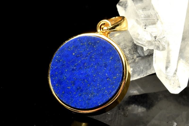 【1点物】Silver925◇5A級☆天然無着色 ラピスラズリ　15mm　コイン ペンダントトップ アクセサリー _PC5554