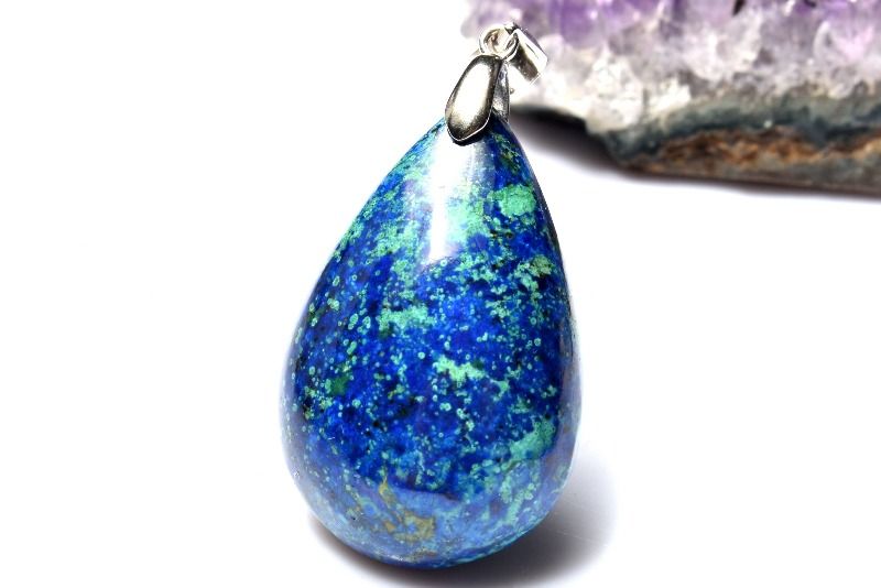 【20％OFF!】【1点物】Silver925◇高発色 アズライト　30x20mm　ドロップ ペンダントトップ アクセサリ..