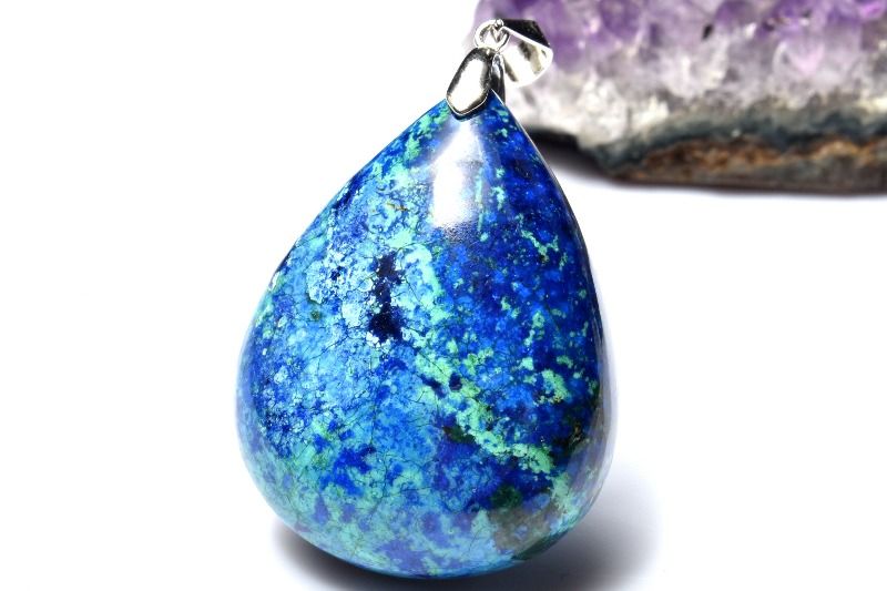 【20％OFF!】【1点物】Silver925◇高発色 アズライト　35x27mm　ドロップ ペンダントトップ アクセサリ..