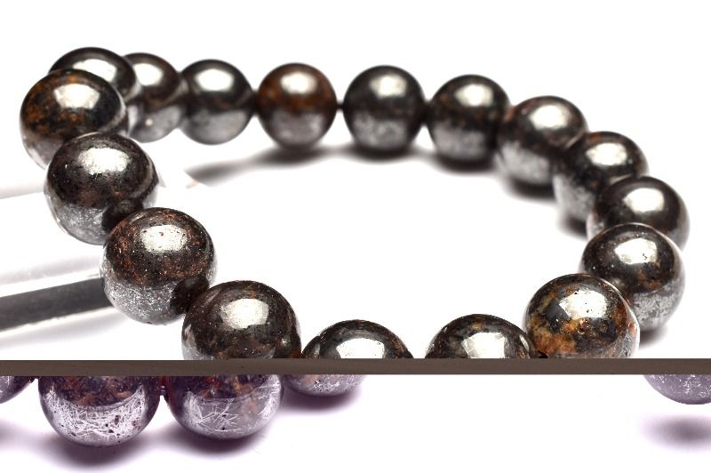 【1点物】サハラ砂漠産 コンドライト隕石(サハラNWA869隕石)　11.5mm ブレスレット アクセサリー _MA8221