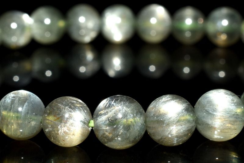 【20％OFF!】【1点物】希少シルバーシラー！ フェルドスパー(オリゴクレース)　6.5mm ブレスレット アクセサリー _MA8680(3)