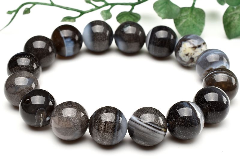 【1点物】オーストラリア産 ブルーブラックオパール　13.5mm ブレスレット アクセサリー _U7416