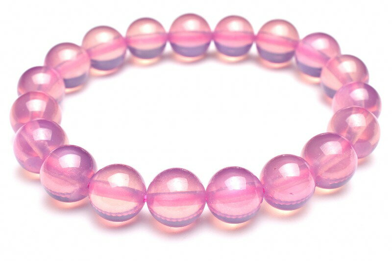 【1点物】6条スター スターピンクサファイア(合成コランダム)　9.5-10mm ブレスレット アクセサリー _MA9030