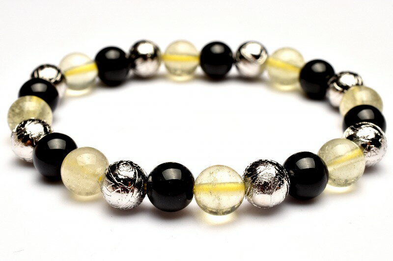 【20％OFF!】【1点物】贅沢◇宇宙のパワー MIX隕石(アルタイ隕石+黒隕石+リビアングラス) 8mm ブレスレット アクセサリー _MA9162