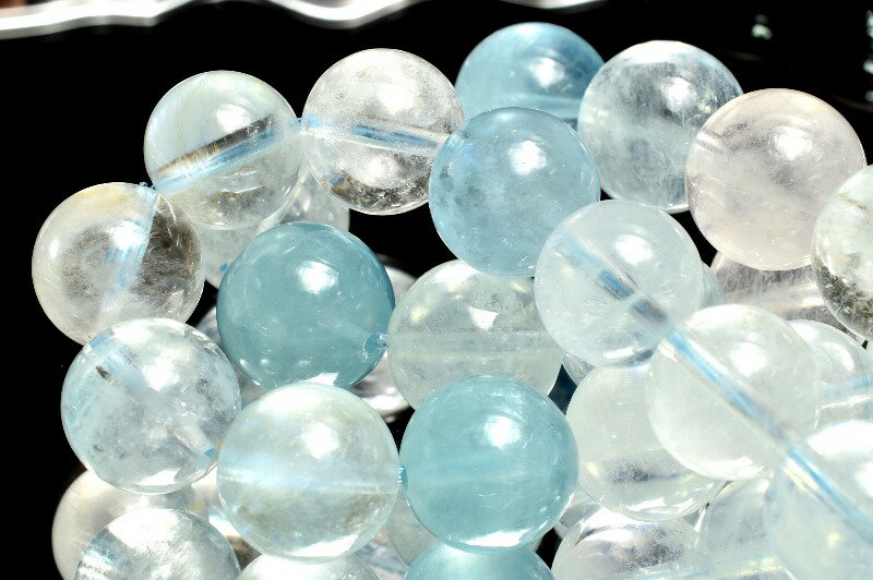 色彩美 アクアマリン　12.5mm ブレスレット アクセサリー 1個売り _BG6017-125