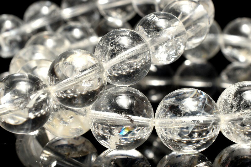 ザンビア産 透明虹入り アイリスクォーツ 13-13.5mm ブレスレット アクセ...