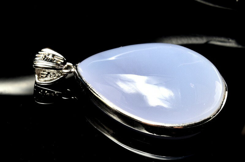 【1点物】Silver925◇トルコ産 ブルーカルセドニー　35x26mm　ドロップ ペンダントトップ アクセサリー _PC5983