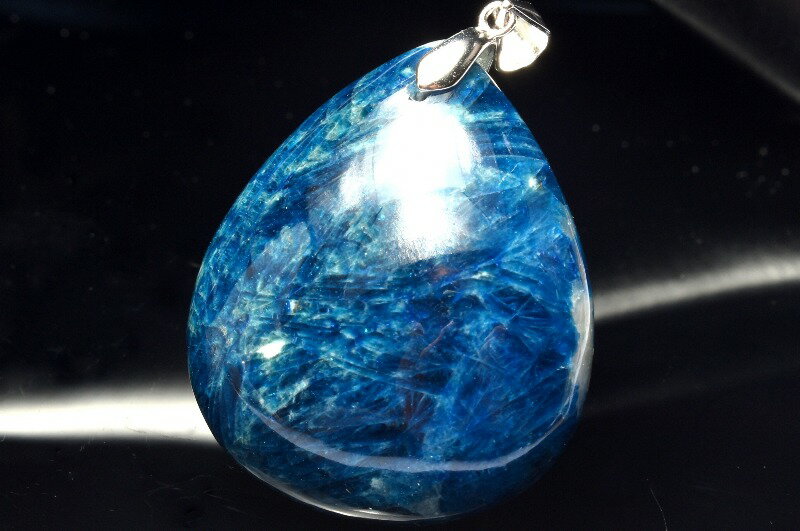 【1点物】Silver925◇高発色 ブルーハックマナイト 33x28mm ドロップ ペンダントトップ アクセサリー _PC6006