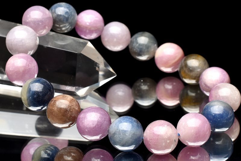 【20％OFF!】【1点物】天然非加熱 MIXサファイア(コランダム)　11.5mm ブレスレット アクセサリー _U7506