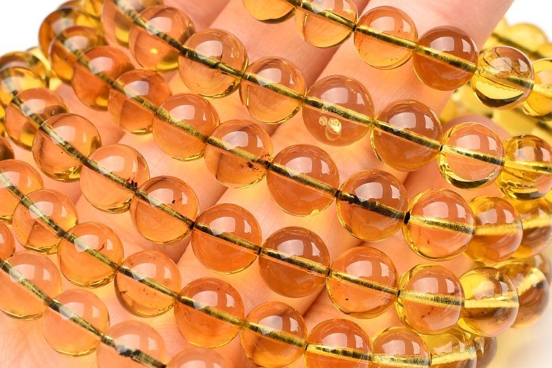 メキシコ産高品質◇クリア ブルーアンバー　7mm ブレスレット アクセサリー 1個売り _B1509-7