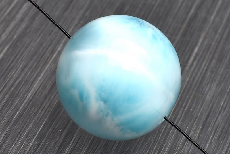 【1点物】大珠◇三大ヒーリング ラリマー　18mm　大珠(貫通穴) ビーズ ハンドメイド _P8516