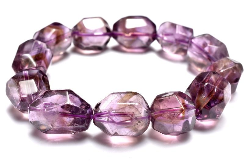 【1点物】希少◇バイカラー アメトリン　13.5-20.5x13.5-15.5mm　原石ラフカット ブレスレット アクセサリー _MA9272
