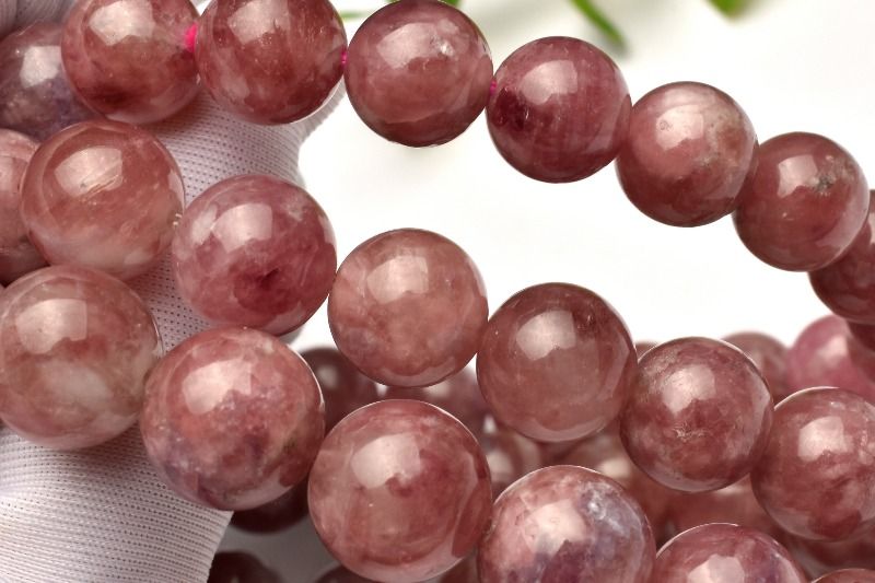 大人ピンクカラー ピンクトルマリンインレピドライトシリカ　9.5mm ブレスレット アクセサリー 1個売り _BG6031-95
