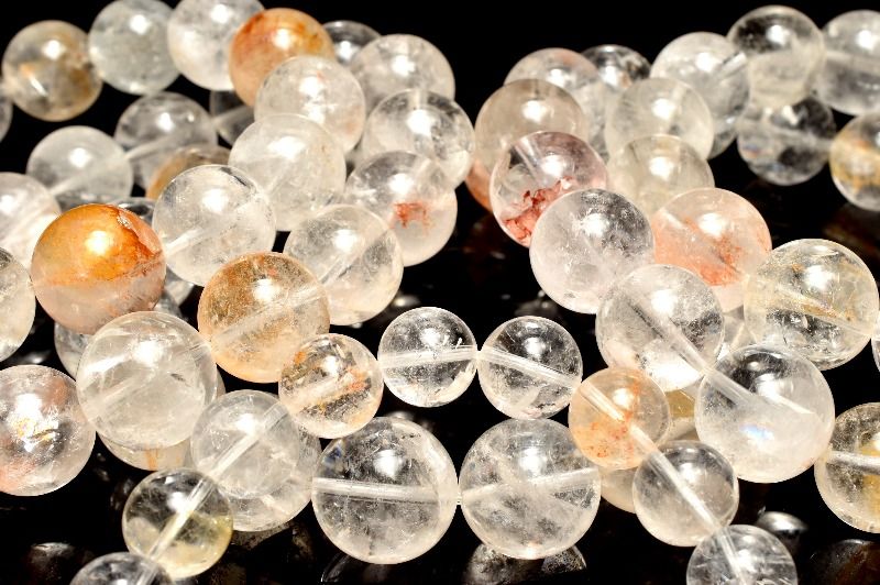 数量限定◇希少 クォーツインクォーツ(貫入水晶)　14-14.5mm ブレスレット アクセサリー 1個売り _BG6036-14-145