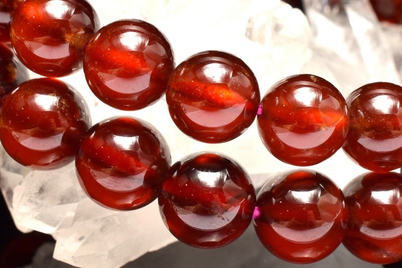 まろやか◇透過性あり オレンジガーネット　7.5mm ブレスレット アクセサリー 1個売り _BG6043-75