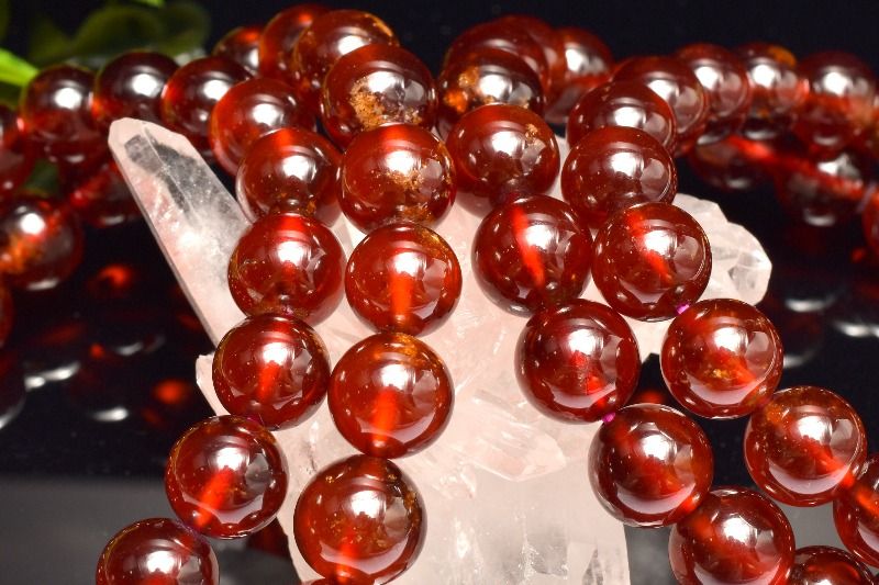 まろやか◇透過性あり オレンジガーネット　7.5mm ブレスレット アクセサリー 1個売り _BG6043-75