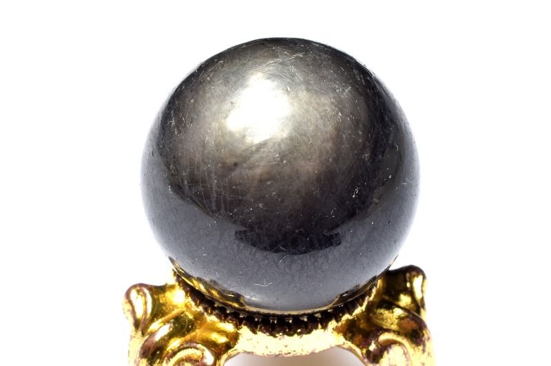 【1点物】南アフリカ産◇金属シラー ブラックアクアマリン　20mm　丸玉(台座なし) スフィア _PC6066