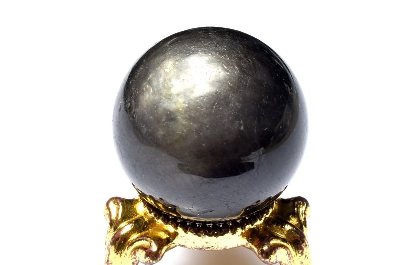 【1点物】南アフリカ産◇金属シラー ブラックアクアマリン　21mm　丸玉(台座なし) スフィア _PC6068