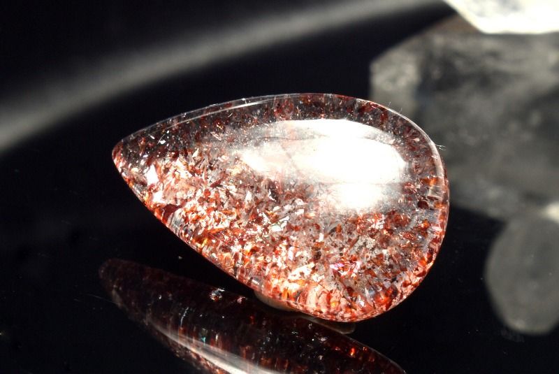 【20％OFF!】【1点物】AAAA+☆レピドクロサイトの輝き！ ストロベリークォーツ(レピドクロサイトインクォーツ)　19x12mm　ドロップ ルース ハンドメイド _PC6100