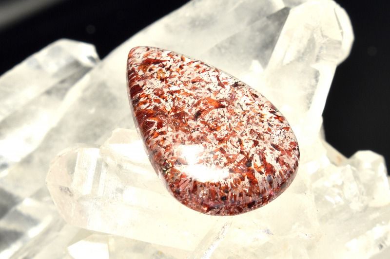 【20％OFF!】【1点物】AAAA+☆レピドクロサイトの輝き！ ストロベリークォーツ(レピドクロサイトインクォーツ)　19x12mm　ドロップ ルース ハンドメイド _PC6100