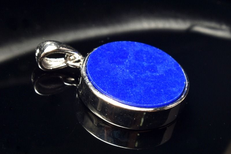 【1点物】Silver925◇天然無着色 ラピスラズリ　16mm　コイン ペンダントトップ アクセサリー _PC6134