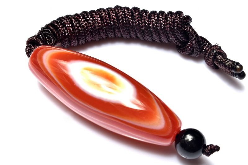 【20％OFF!】【1点物】チベット産 赤天眼石 46x16mm 天珠手編み ペンダントネックレス アクセサリー _PC6146