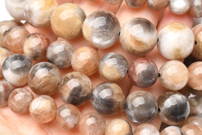 【20％OFF!】2つの輝き ブラックサンムーンストーン　7.5mm ブレスレット アクセサリー 1個売り _B1512-75