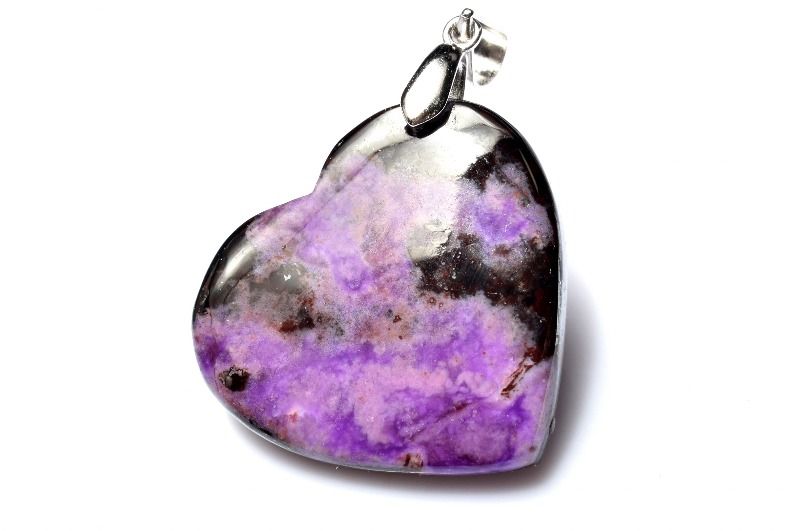 【1点物】Silver925◇高発色 スギライト(杉石)　24x25mm　ハート ペンダントトップ アクセサリー _PC6289