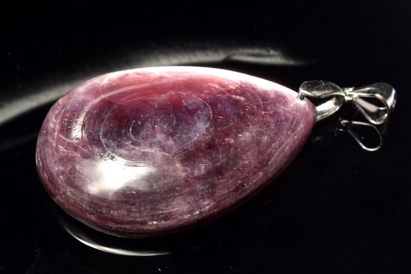【1点物】Silver925◇雲母の煌めき レピドライト(リチア雲母)　36x27mm　ドロップ ペンダントトップ アクセサリー _PC6378