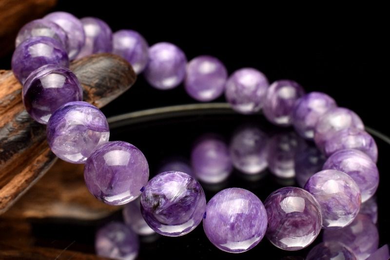 【1点物】高発色◇浸透情景 エンジェルシリカ(チャロアイト)　10mm ブレスレット アクセサリー _MB80