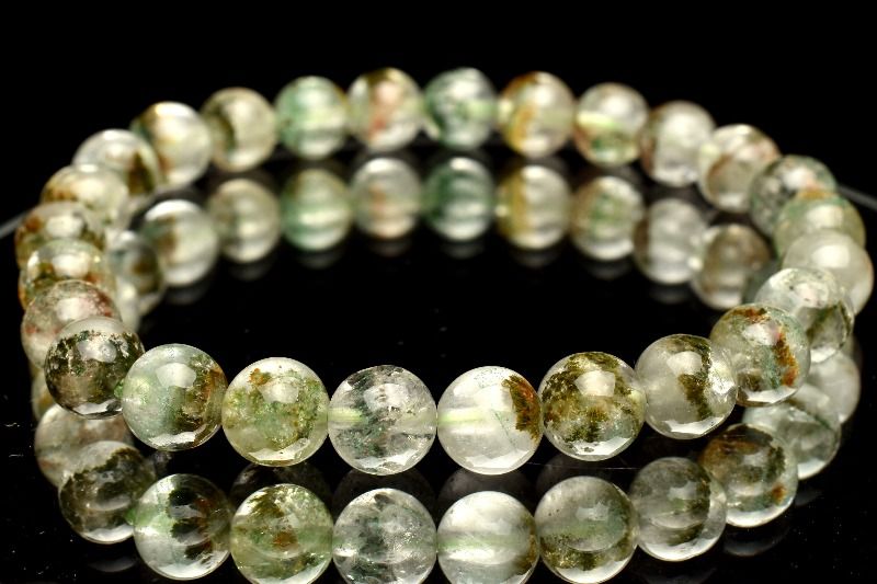 【20％OFF!】【1点物】マダガスカル産 エメラルドグリーンファントムクォーツ　7mm ブレスレット アクセサリー _MB89