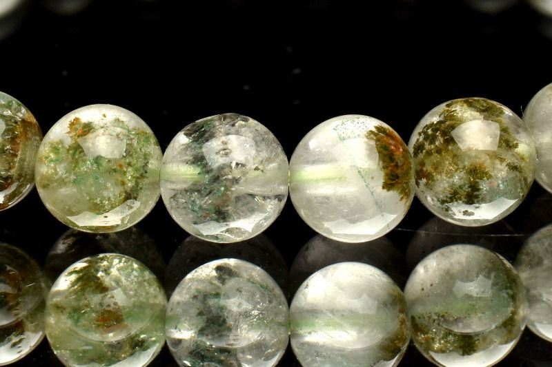 【20％OFF!】【1点物】マダガスカル産 エメラルドグリーンファントムクォーツ　7mm ブレスレット アクセサリー _MB89