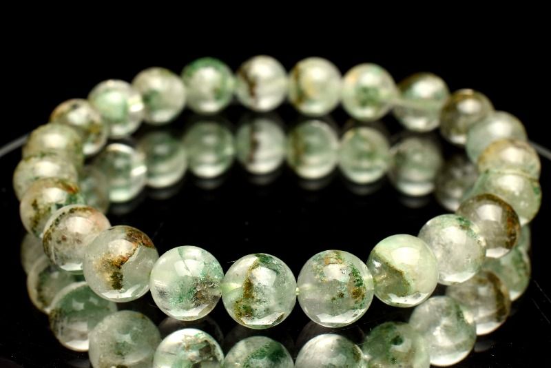 【1点物】マダガスカル産 エメラルドグリーンファントムクォーツ　8mm ブレスレット アクセサリー _MB95