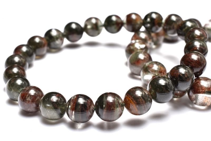 満杯内包 レッドグリーンガーデンクォーツ　10mm ブレスレット アクセサリー 1個売り_BG6098-10