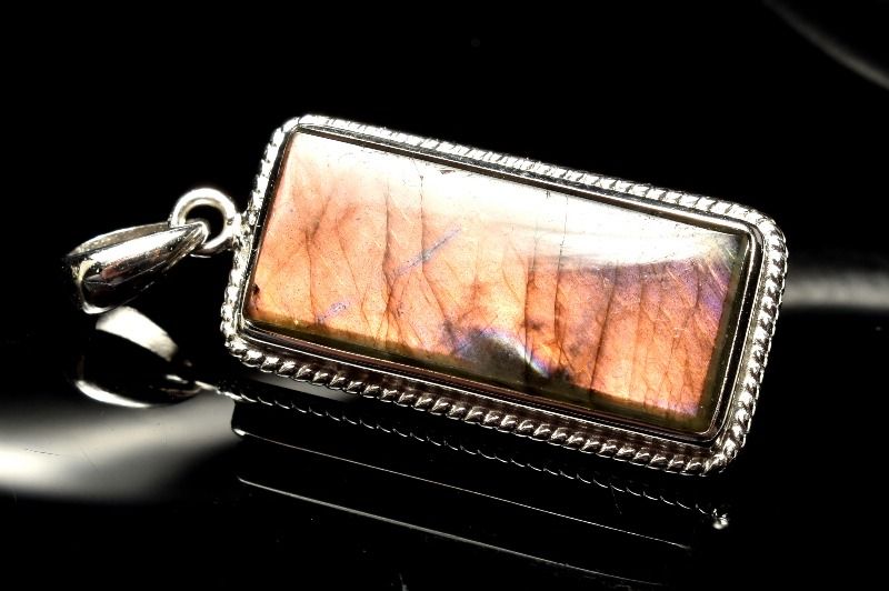 【1点物】Silver925◇パープルシラー ラブラドライト　22x9mm　レクタングル ペンダントトップ アクセサリー _PC6488